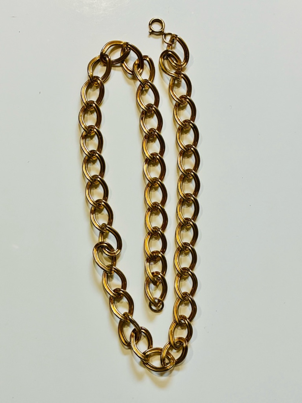 VTG Long Gold-Tone Chunky Link Necklace Unisex Classic Timeless 80s 90s